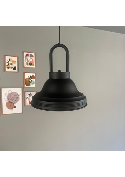 Ulmete Siyah Kilit Kafa Başlık Tekli Sarkıt Avize Salon Ofis Otel Restoran Avizeleri Vintage Tasarım indirimleri