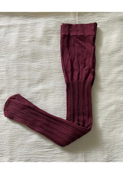 2'li Kız Çocuk Desenli Külotlu Çorap ( 80 Den Orta Kalın Mevsimlik Külotlu Çorap ) Bordo & Siyah fırsatları