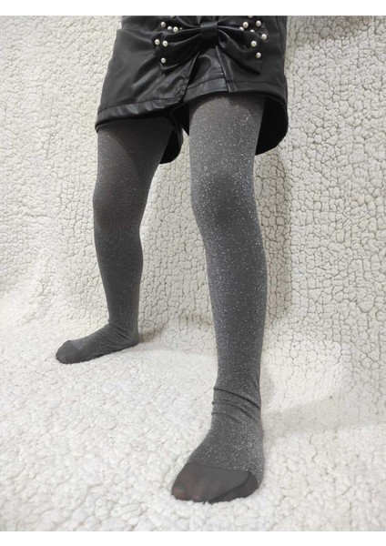 Simli Diamond Kız Çocuk Külotlu Çorap - Grafit Rengi Premium Children Pantyhose fiyatları