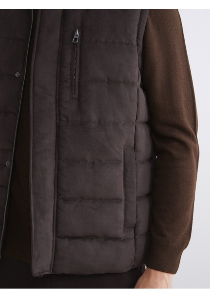 Yeni Sezon Standart Kalıp Dik Yaka Süet Erkek Yelek modelleri