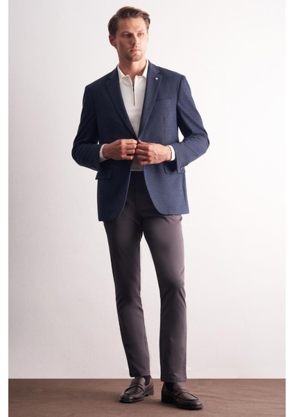 Lacivert Mono Yaka Kendinden Desenli Pamuklu 4 Drop Comfort Fit Classic Ceket 1002255157 fiyatları