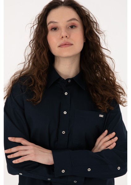 Kadın Lacivert Gömlek Desenli 50316377-VR033 fiyatları