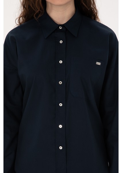 Kadın Lacivert Gömlek Desenli 50316377-VR033