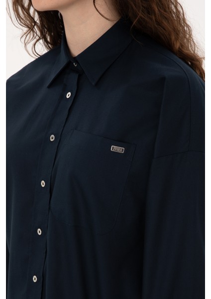 Kadın Lacivert Gömlek Desenli 50316377-VR033