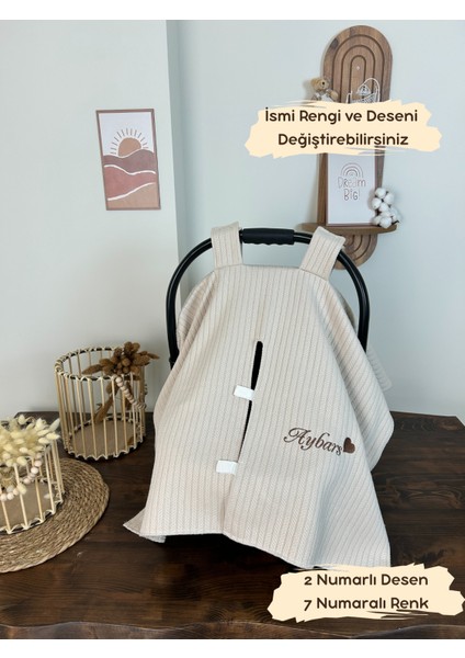 Isimli Puset Örtüsü Nakış Işlemeli %100 Pamuk Örgü Pike Kumaş Çok Amaçlı Bebek Örtü
