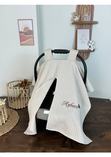 Isimli Puset Örtüsü Nakış Işlemeli %100 Pamuk Örgü Pike Kumaş Çok Amaçlı Bebek Örtü