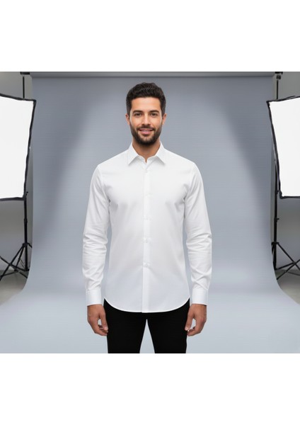 Erkek Slim Fit Dar Kesim Uzun Kollu Poplin Gömlek fiyatları