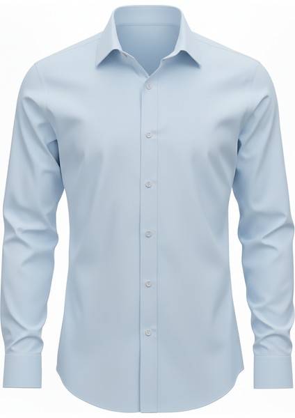 Erkek Slim Fit Dar Kesim Uzun Kollu Poplin Gömlek