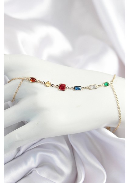 Pirinç Renkli Zirkon Taşlı Y Model Gold Renk Kadın Şahmeran