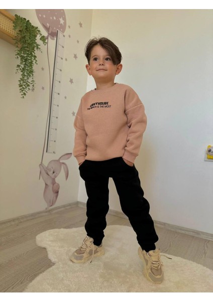 Erkek Çocuk Kışlık Alt Üst Takım Eşofman Takımı - 3 Iplik Şardonsuz Erkek Çocuk Takım