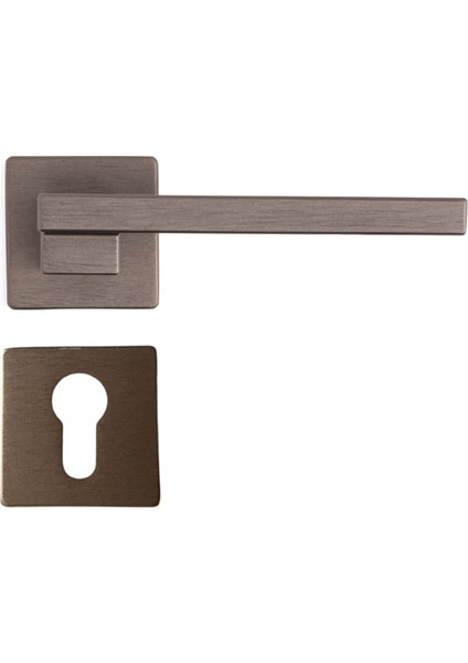 Step Rozetli Kapı Kolu Koyu Bronz Saten Renk Yale ( Dış Kapı Rozetli)