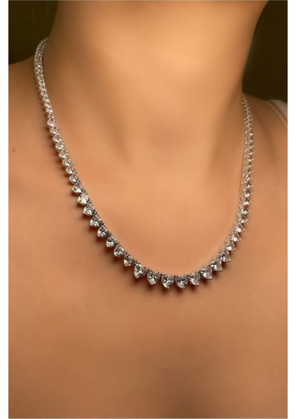 Büyükten Küçüğe Sıralı Kalpli Su Yolu Kolye 925 Ayar Gümüş fiyatları