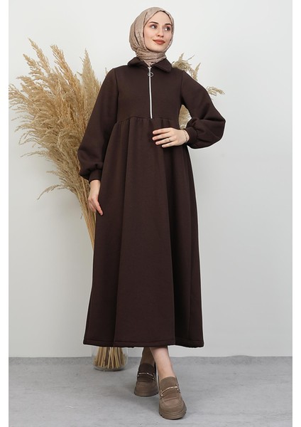 Ilayda Fermuarlı Elbise Acı Kahve fırsatları