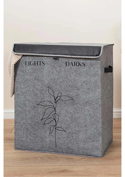 2 Gözlü Kompakt Kapaklı Derili Çamaşır Sepeti -Katlanabilir Dayanıklı 100LT 53 x 33 x 60 cm fiyatları