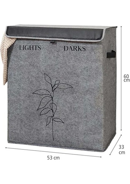 2 Gözlü Kompakt Kapaklı Derili Çamaşır Sepeti -Katlanabilir Dayanıklı 100LT 53 x 33 x 60 cm indirimleri