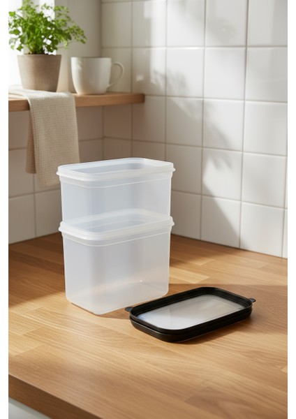 Gusto 2'lı Saklama Kabı Siyah ( 2x 1,9lt )