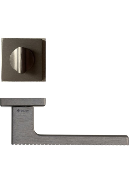 Tuna Rozetli Kapı Kolu Kalaylı Siyah Saten Renk Wc Mandallı Rozet