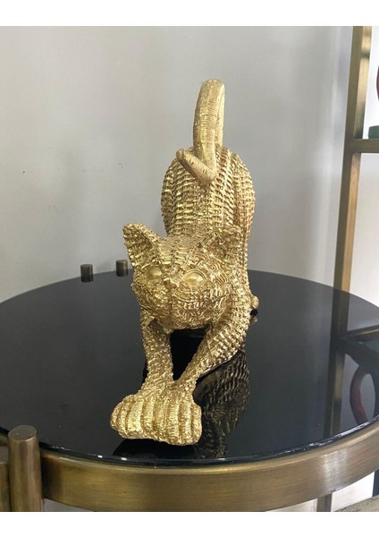 Dekoratif Hasır Dokuda Tasarlanmış Esneyen Kedi Biblo Sevimli Kedi Heykeli modelleri