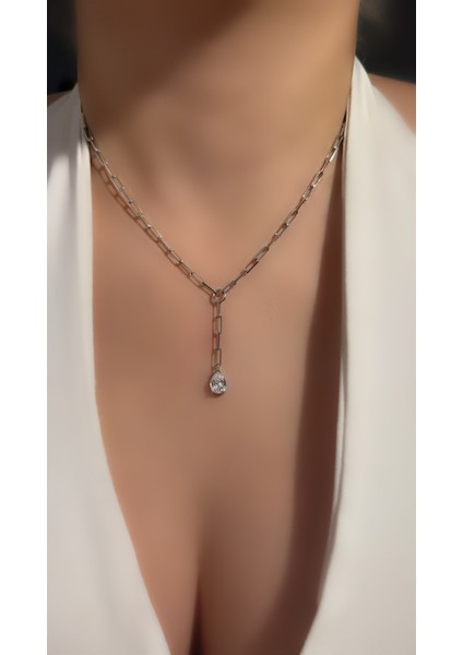 Damla Taşlı Y Kolye (Farklı Renk Seçenekleriyle) modelleri