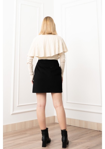 Chic Süs Düğme Detaylı Mini Kaşe Etek 6824 fırsatları