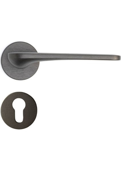 Selene Rozetli Kapı Kolu Kalaylı Siyah Saten Renk Oda Rozetli