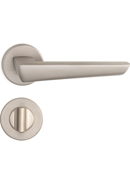 Thor Rozetli Kapı Kolu Nikel Saten Mat Renk Wc Mandallı Rozet