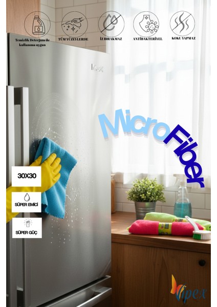 2 Adet Dürüm 4'lü Endüstriyel Mikrofiber Temizlik Bezi