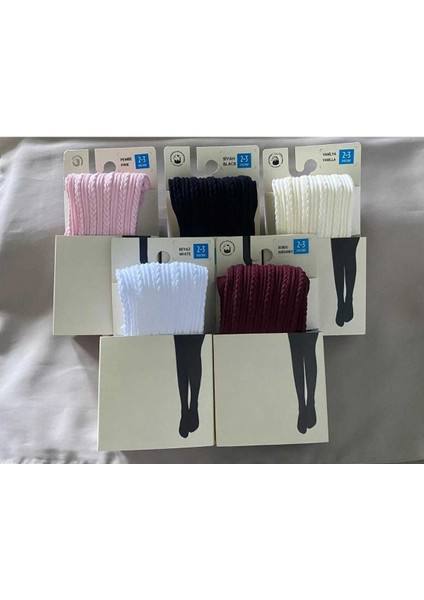 5 Adet Desenli Okul & Günlük Külotlu Çorap Knit Ted 80 Den Konfor Mevsimlik Renkli Çorap