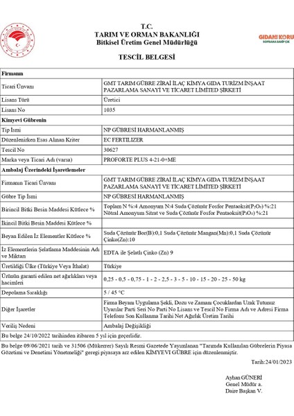 Proforte Plus Toz Gübre (N:4 – P₂o₅:21 – Zn:10 – Mn:0.1 – B:0.1) Edta Şelatlı | 250 gr indirimleri
