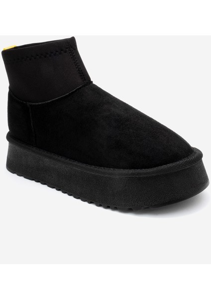 Ovar Siyah Süet Scuba Platform Tabanlı Kadın Bot modelleri