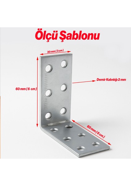 L Demir Gönye 30X60X60 mm ( 50 Adet ) Metal Mobilya Bağlantı Aparatı Köşe Raf Sabitleme Demiri fiyatları