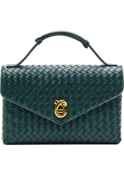 Lock Koyu Yeşil Hakiki Deri Kadın Çanta