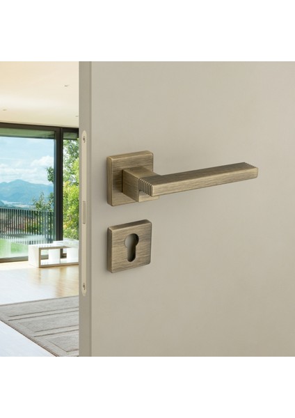 Step Rozetli Kapı Kolu Antik Renk Yale ( Dış Kapı Rozetli)