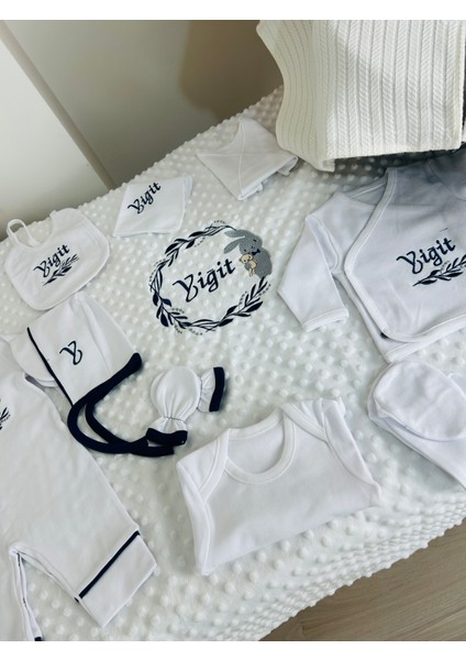Nakışlı Isme Özel Hastane Çıkış Seti ve Puset Örtüsü 12 Parça (%100 Pamuk) Takı Yastıklı fırsatları