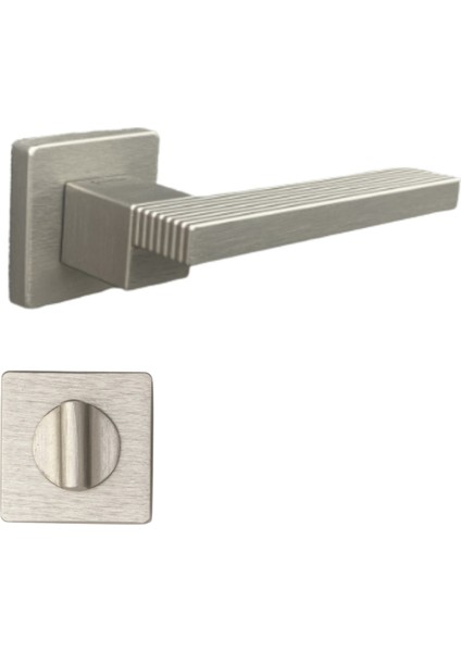 Step Rozetli Kapı Kolu Nikel Saten Renk Wc Mandallı Rozet