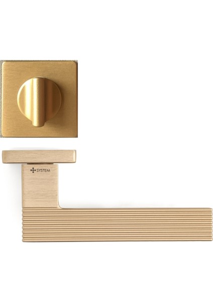 Step Rozetli Kapı Kolu Pirinç Saten Renk Wc Mandallı Rozet