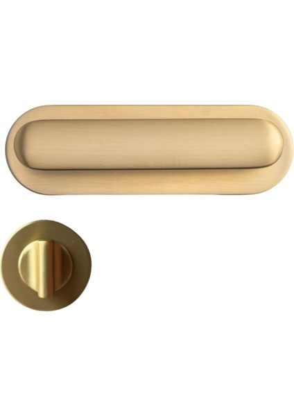 Sınus Rozetli Kapı Kolu Altın Saten Renk Wc Mandallı Rozet