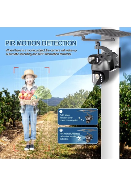 20X Optik Motorize Zoom Hareket Takipli Çift Kameralı Güneş Panelli Sim Kartlı Güvenlik Kamerası indirimleri