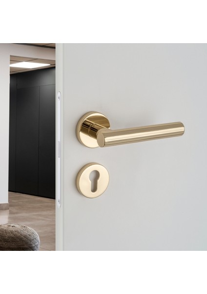 Isıs Rozetli Kapı Kolu Gold Renk Yale ( Dış Kapı Rozetli)