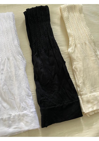 3'lü Kız Çocuk Desenli Renkli Orta Kalın Mevsimlik Külotlu Çorap Siyah & Beyaz & Vanilya fiyatları