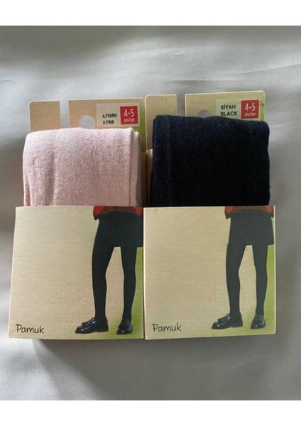 Pamuk 2'li Kız Çocuk Cotton Siyah Pembe Külotlu Çorap