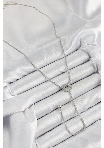 Pirinç Zirkon Taşlı Kalp Model Gümüş Renk Y Kolye fiyatları