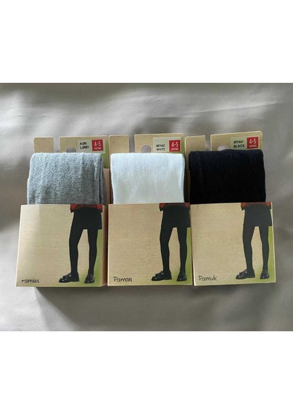 Pamuklu 3'lü Kız Çocuk Cotton Renkli Külotlu Çorap