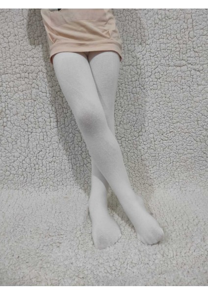 Beyaz Kız Çocuk Pamuklu Cotton Kalın Külotlu Çorap