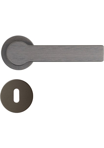 Pantos Rozetli Kapı Kolu Kalaylı Siyah Saten Renk Oda Rozetli