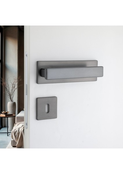 Norma Rozetli Kapı Kolu Füme Renk Oda Rozetli