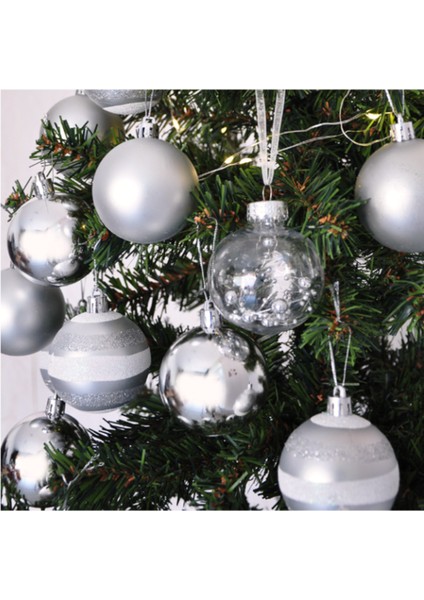 Yılbaşı Süsü Farklı Detaylı 25 Parça Gümüş Rengi Yılbaşı Ağaç Süsü