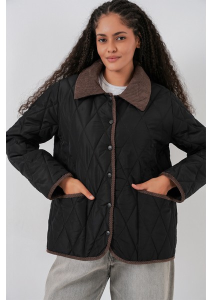 Kadın Kapitone Oversize Mont 5226 - Siyah