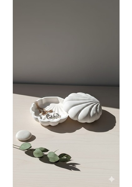 Istiridye Şekilli Dekoratif Kutu | Beyaz