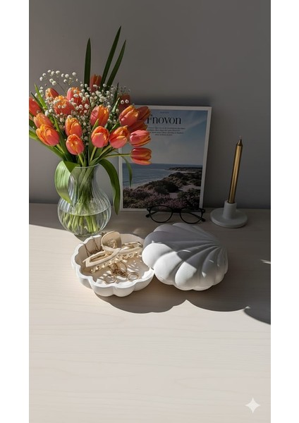 Istiridye Şekilli Dekoratif Kutu | Beyaz